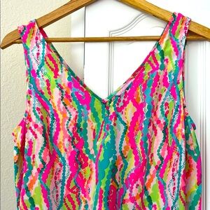 Lilly Pulitzer Cosmo Silk Tank Top with V-Neckline